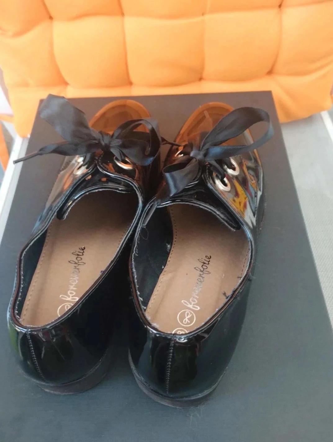 Lacquered black lace-up shoes, Forever Folie, Size 38 – photo 6